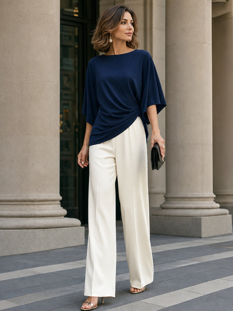 Valerie | Cape-Sleeve Draped Waist Two-Piece