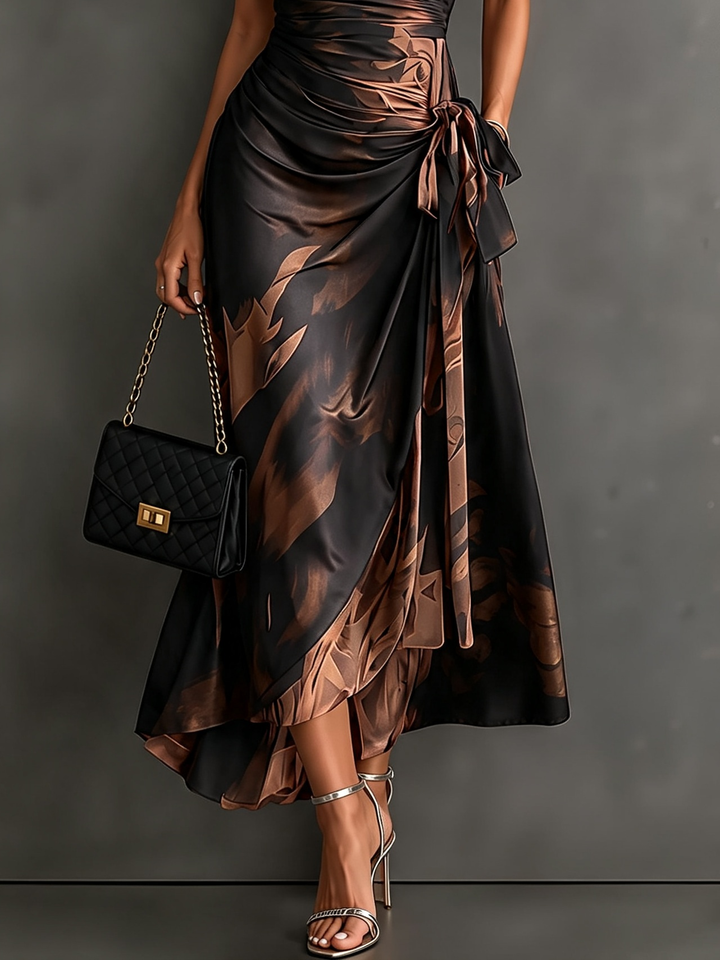 Marchesa | Abstract Print Wrap Maxi Dress