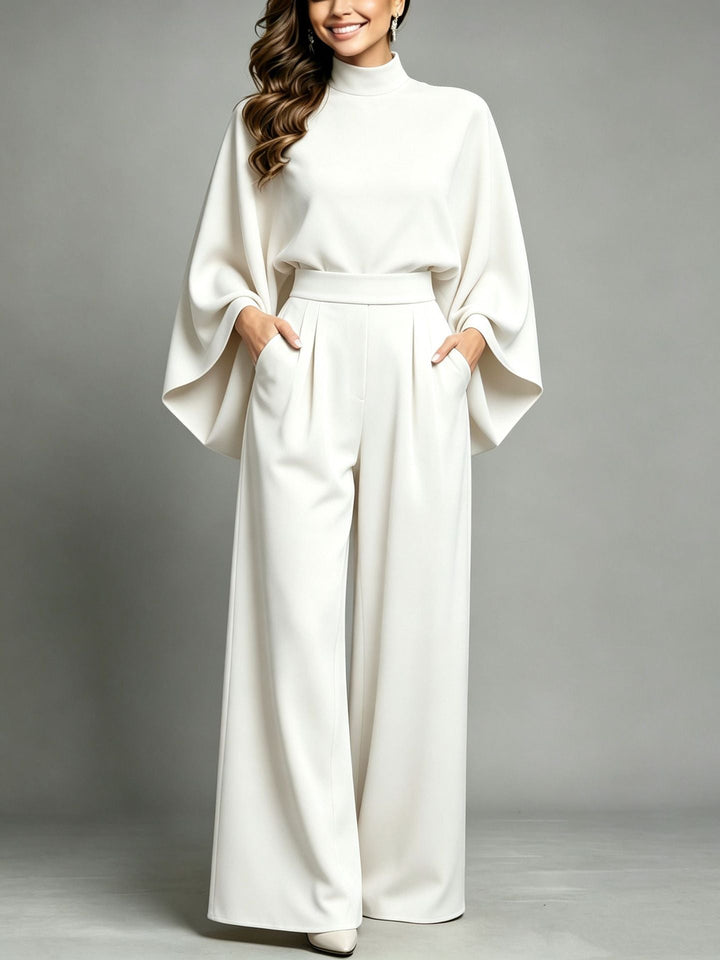 Miriam | High Neck Cape Sleeve Wide-Leg Set