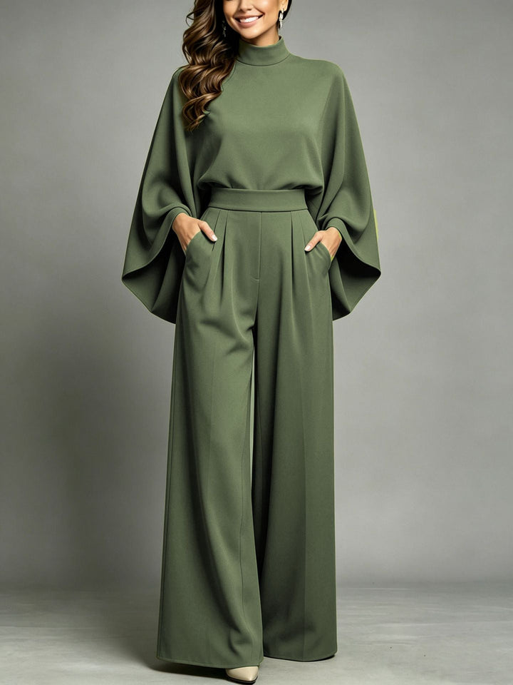 Miriam | High Neck Cape Sleeve Wide-Leg Set