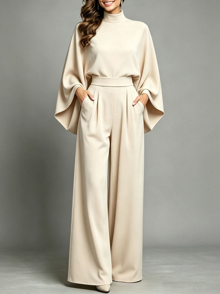 Miriam | High Neck Cape Sleeve Wide-Leg Set