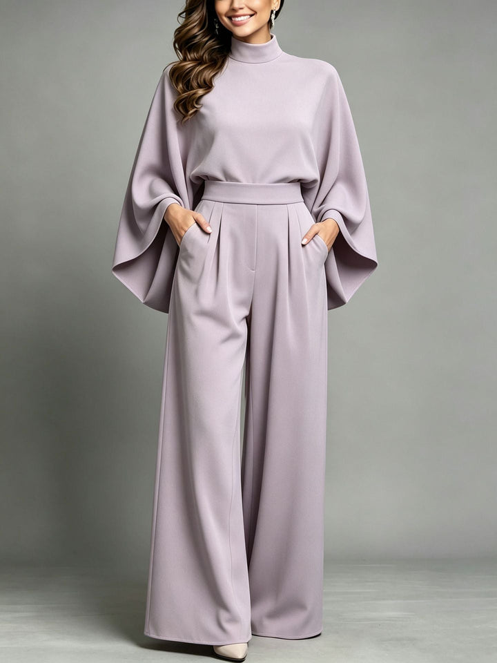 Miriam | High Neck Cape Sleeve Wide-Leg Set
