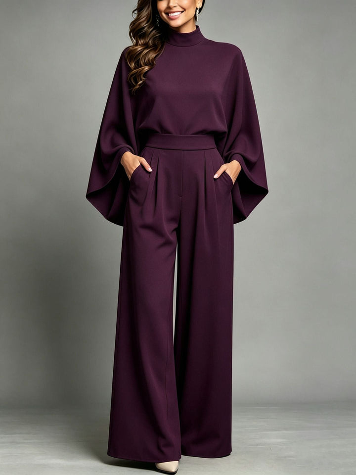 Miriam | High Neck Cape Sleeve Wide-Leg Set