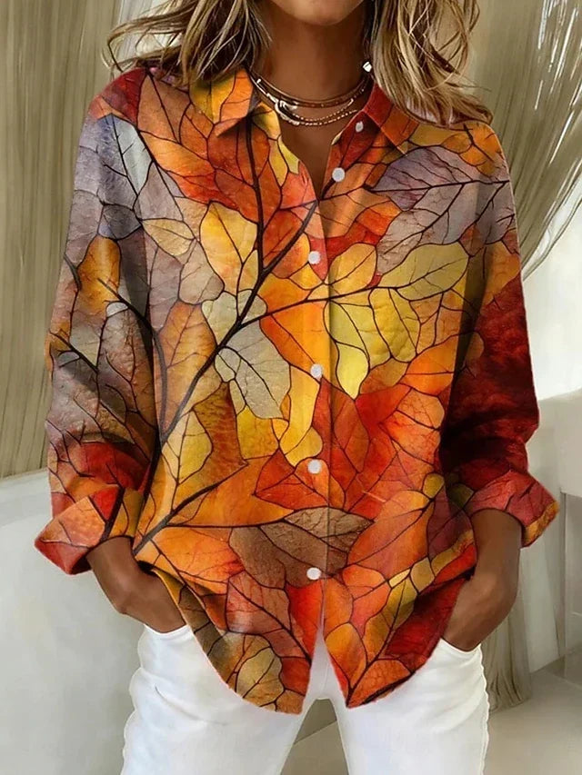 Tartan | Vintage Botanical Print Button Blouse