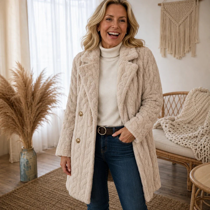 Wintelle – Textured Double-Breasted Winter Coat