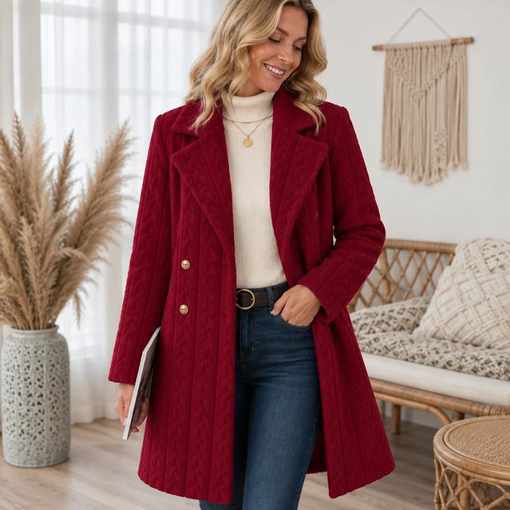 Wintelle – Textured Double-Breasted Winter Coat