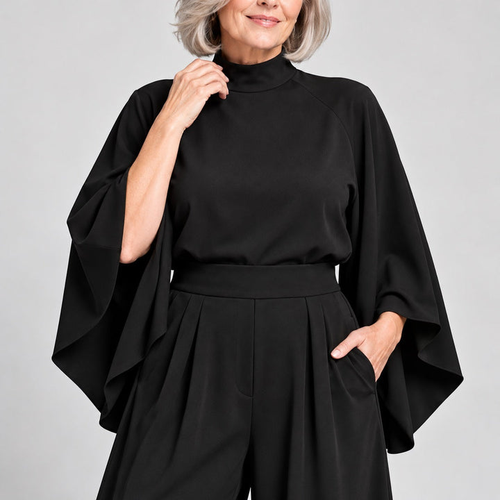 Miriam | High Neck Cape Sleeve Wide-Leg Set