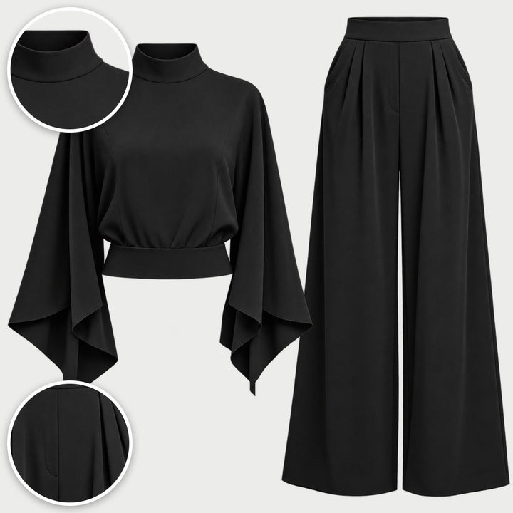 Miriam | High Neck Cape Sleeve Wide-Leg Set